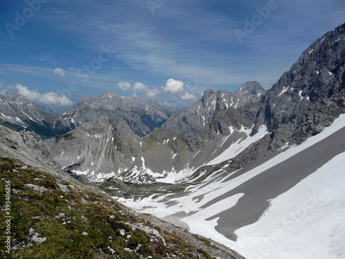 Via ferrata at high mountain lake Seebensee  Zugspitze mountain  Tyrol  Austria