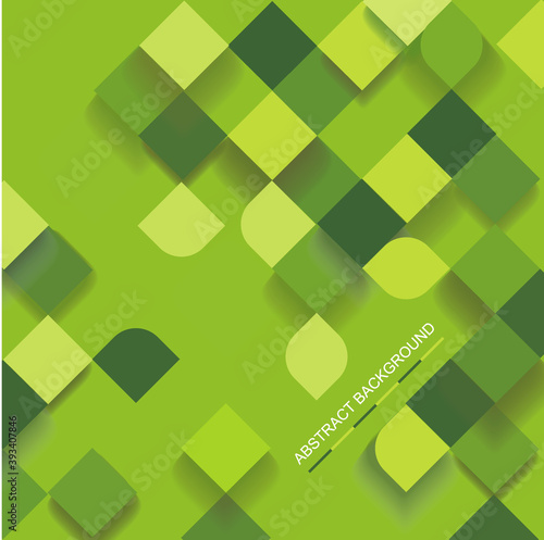 Abstract geometric shape from green  bricks.