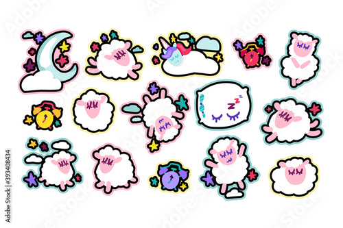 Collection Of Sleeping and Dreams Symbols Set