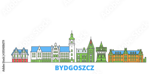 Poland, Bydgoszcz cityscape line vector. Travel flat city landmark, oultine illustration, line world icons photo