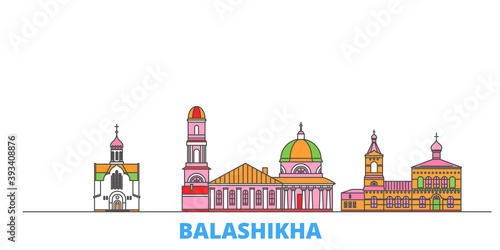 Russia, Balashikha cityscape line vector. Travel flat city landmark, oultine illustration, line world icons
