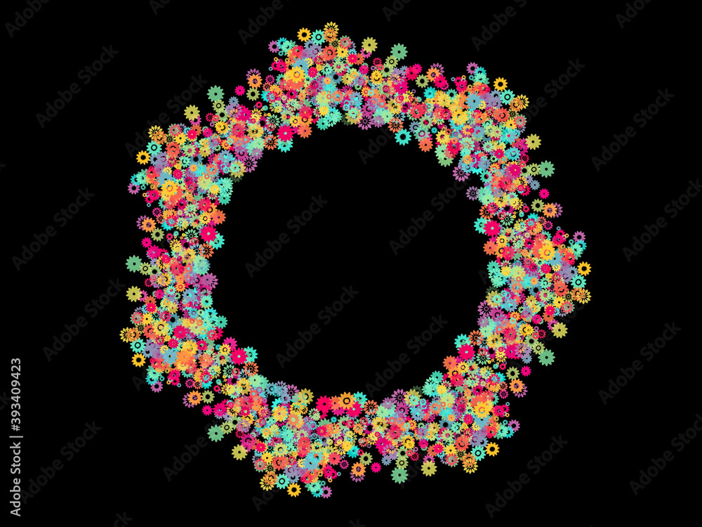Abstract fractal colorful pattern over black background
