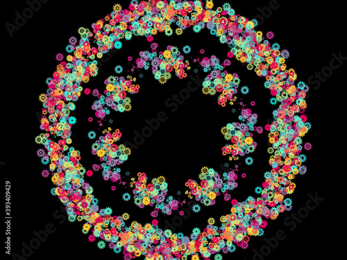Abstract fractal colorful pattern over black background