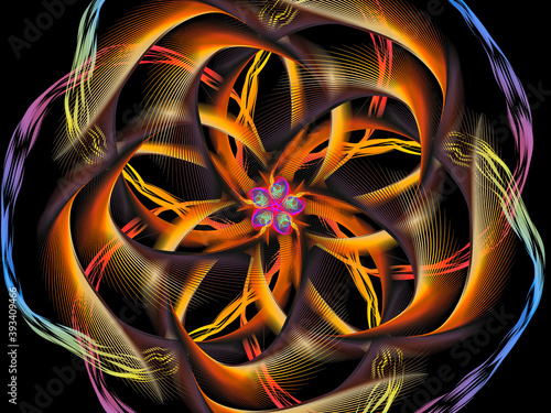 Abstract fractal colorful pattern over black background