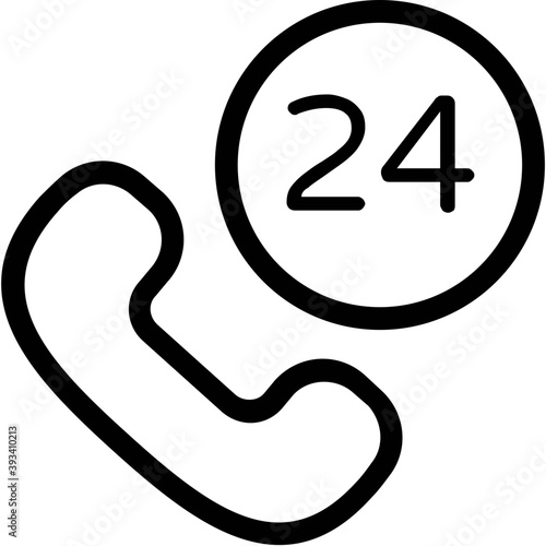 
Twenty four hours service symbol, simple line vector icon 
