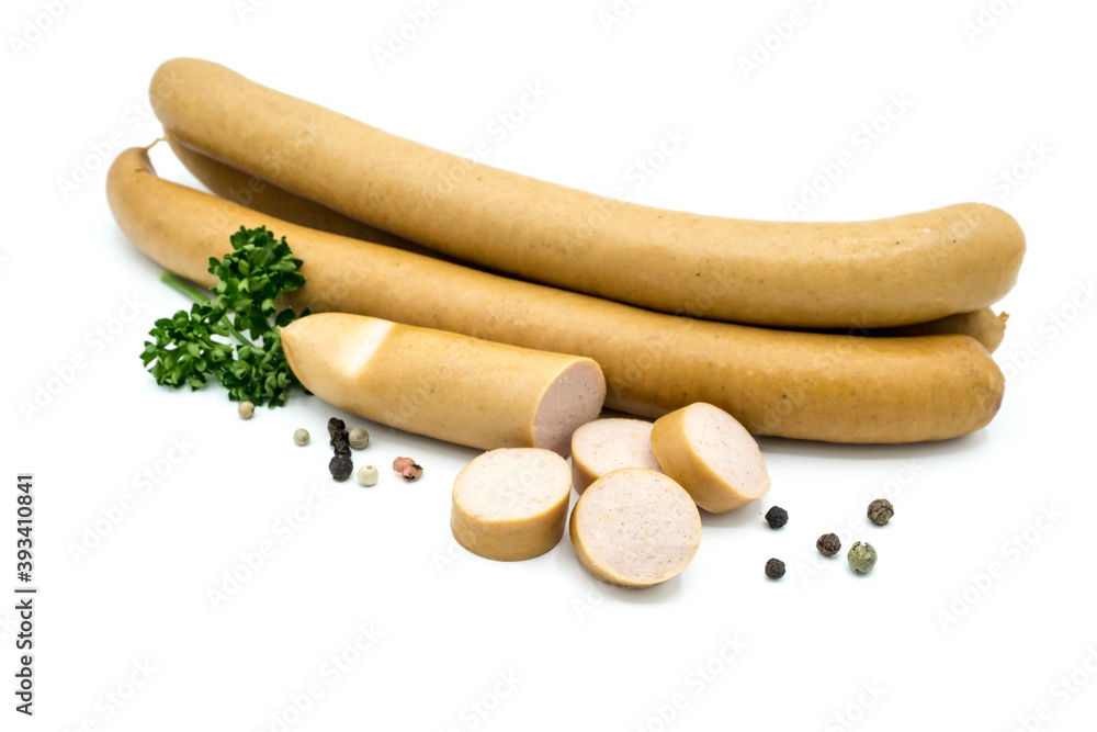 Wiener sausages isolated on white background Wiener sausages isolated on white background