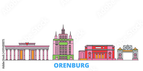 Russia, Orenburg cityscape line vector. Travel flat city landmark, oultine illustration, line world icons