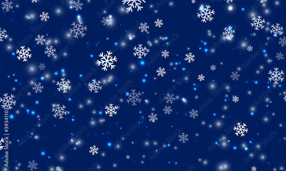 Snow background. Winter snowfall. White snowflakes on blue sky. Christmas background. Falling snow. Snow background. Winter snowfall. White snowflakes on blue sky. Christmas background. Falling snow.