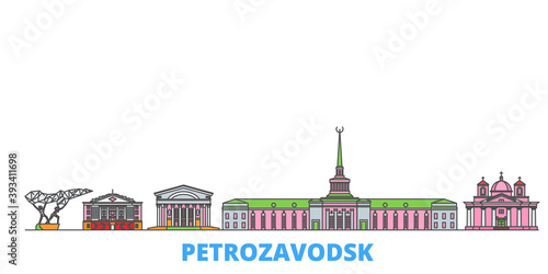 Russia, Petrozavodsk cityscape line vector. Travel flat city landmark, oultine illustration, line world icons