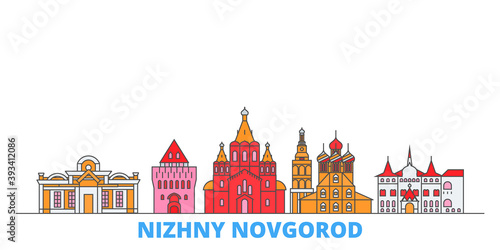 Russia, Nizhny Novgorod cityscape line vector. Travel flat city landmark, oultine illustration, line world icons