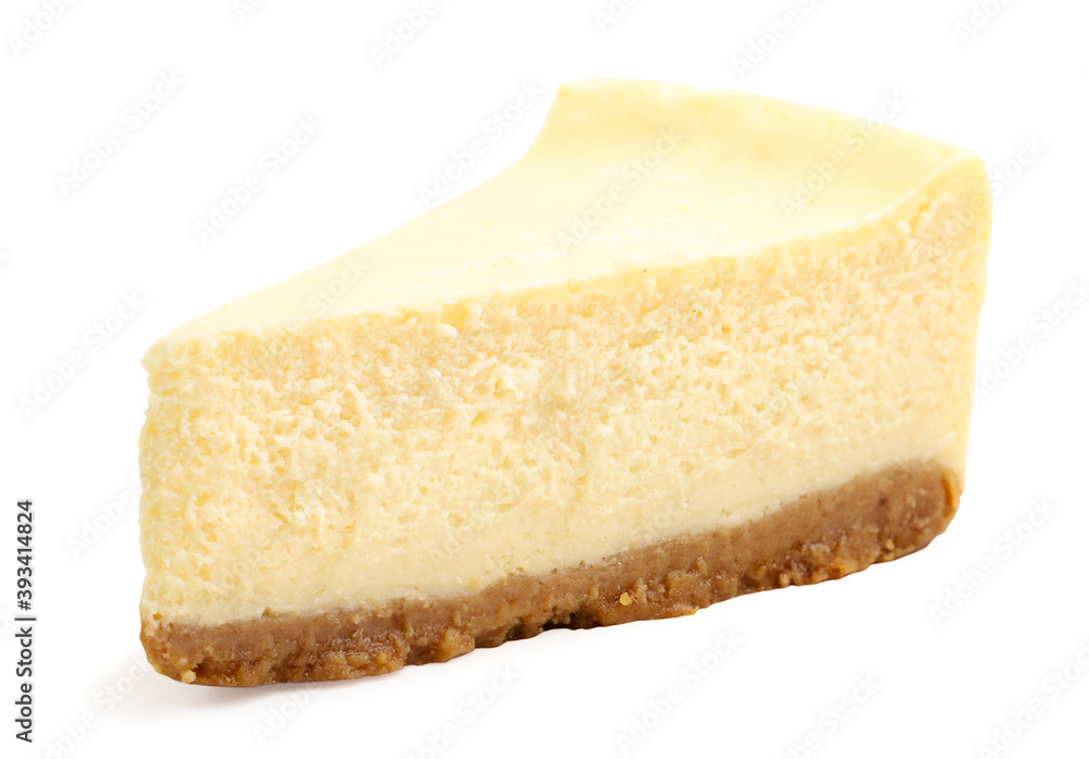 Cheesecake slice on a white background. Isolated