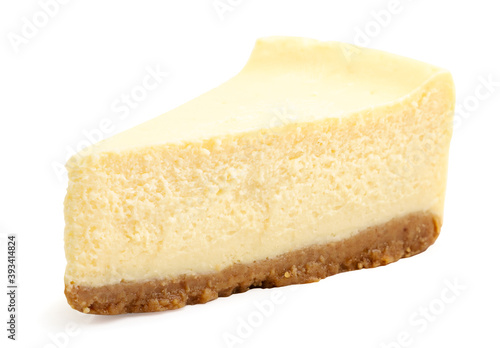 Tableau sur toile Cheesecake slice on a white background. Isolated