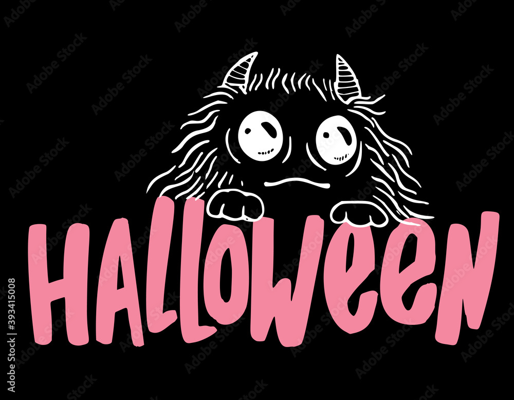 vector illustration of Halloween design cards with little cute monster vector illustration of Halloween design cards with little cute monster