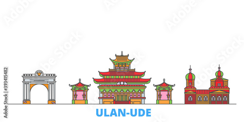 Russia, Ulan Ude cityscape line vector. Travel flat city landmark, oultine illustration, line world icons photo