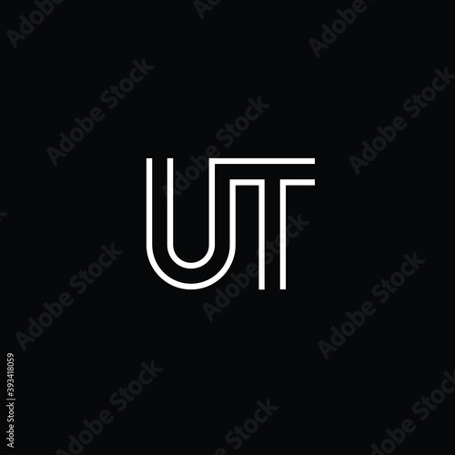 Creative Professional Trendy and Minimal Letter UT Logo Design in Black and White Color, Initial Based Alphabet Icon Logo in Editable Vector Format