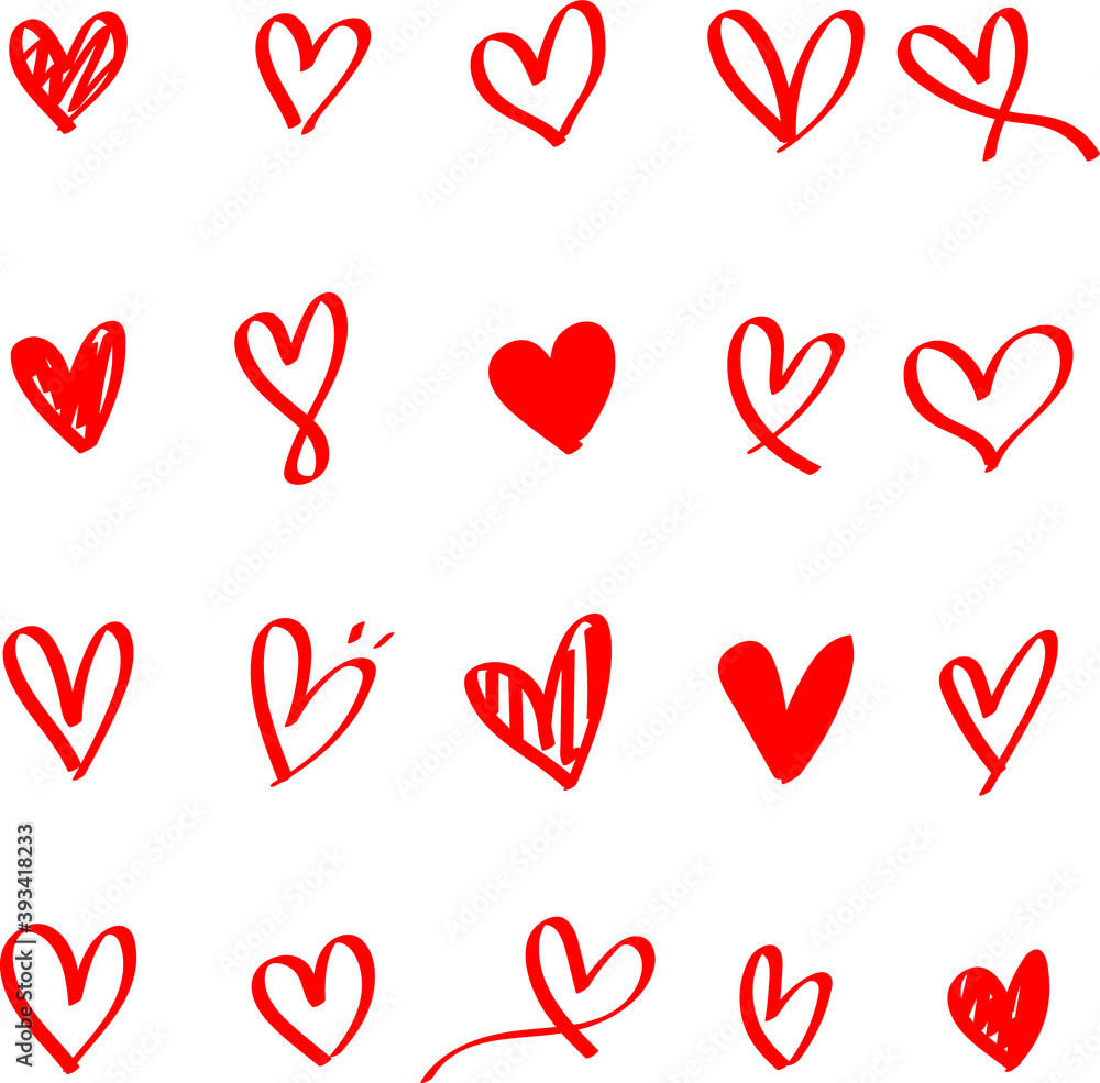 Cute heart sets. hearts on white Cute heart sets. hearts on white