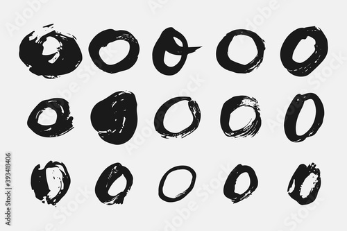 Letter O written by hand. Black letter O written in grunge calligraphy. Different versions of the font are hand-drawn in a careless style. Vector eps illustration.