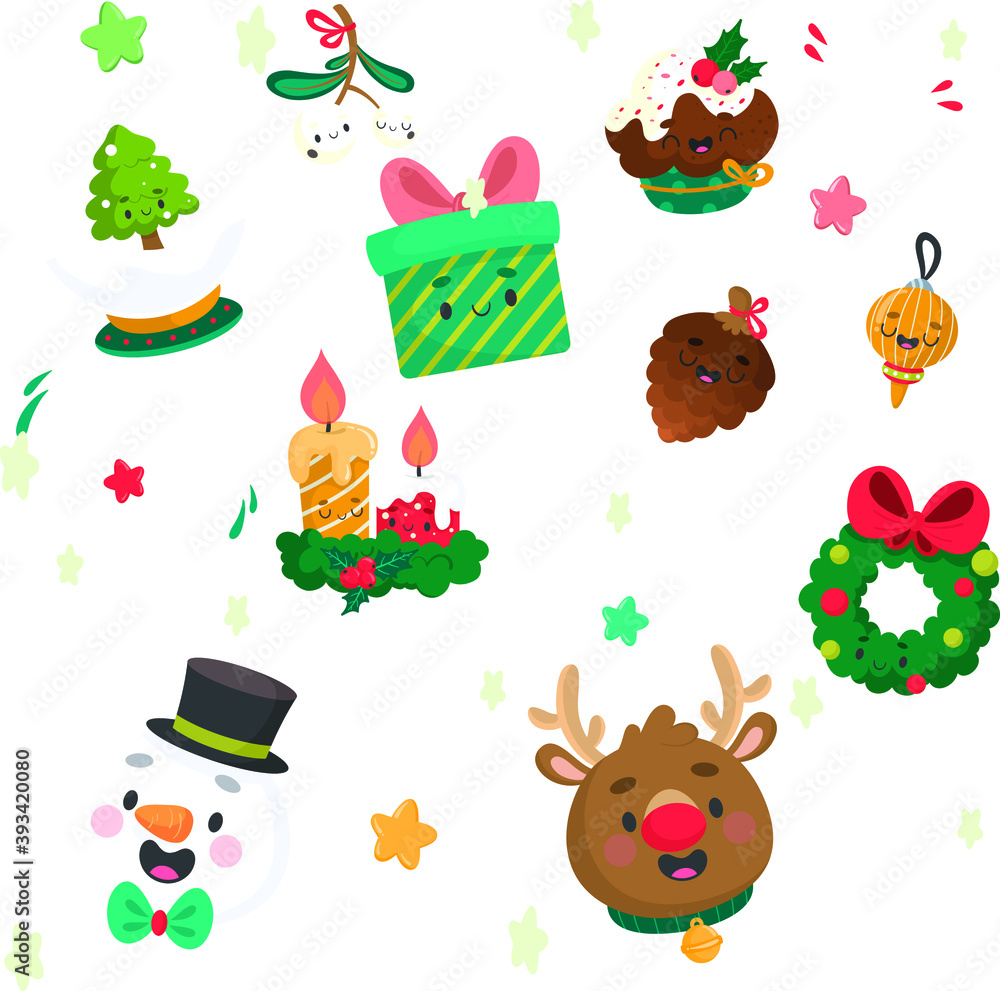 Naklejka premium christmas element collection white background. set of christmas elements