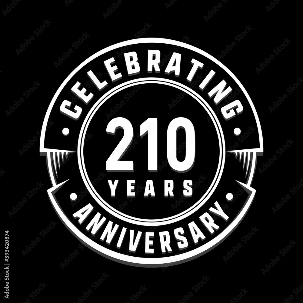 210 years anniversary logo template. Vector and illustration.