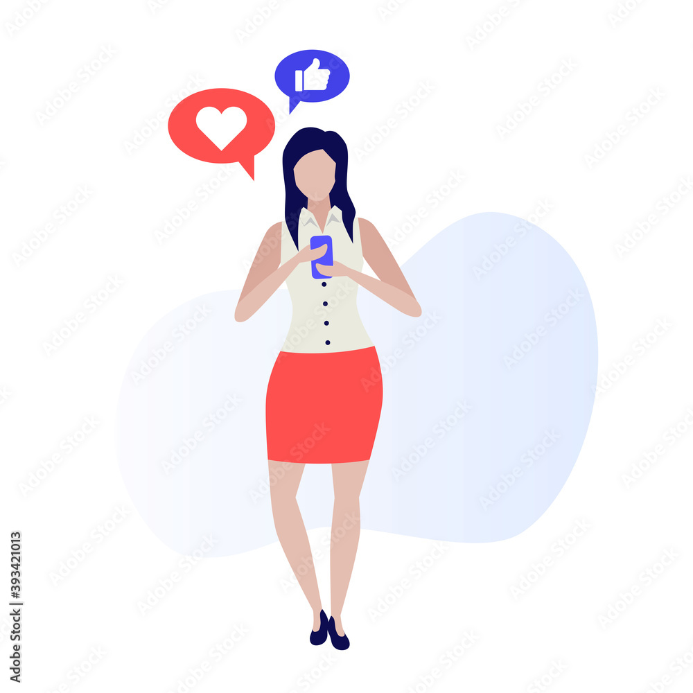 People using devices. Young people talk on the phone, use a computer and a tablet. Illustration of phone call, speaking social, talking and chatting. Human characters on white background. Color vector People using devices. Young people talk on the phone, use a computer and a tablet. Illustration of phone call, speaking social, talking and chatting. Human characters on white background. Color vector
