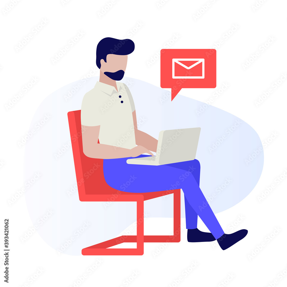 People using devices. Young people talk on the phone, use a computer and a tablet. Illustration of phone call, speaking social, talking and chatting. Human characters on white background. Color vector People using devices. Young people talk on the phone, use a computer and a tablet. Illustration of phone call, speaking social, talking and chatting. Human characters on white background. Color vector