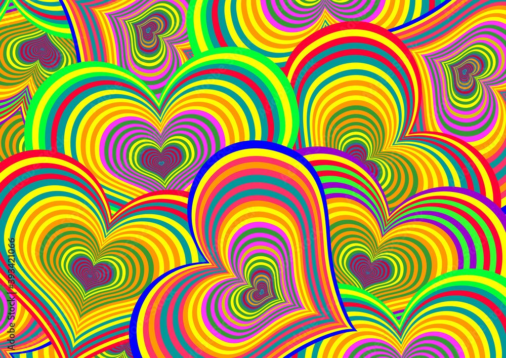 Beautifull abstract background made of fun colorful heart pattern for decoration Beautifull abstract background made of fun colorful heart pattern for decoration