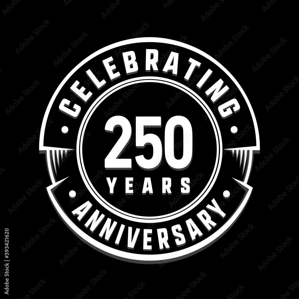 250 years anniversary logo template. Vector and illustration.