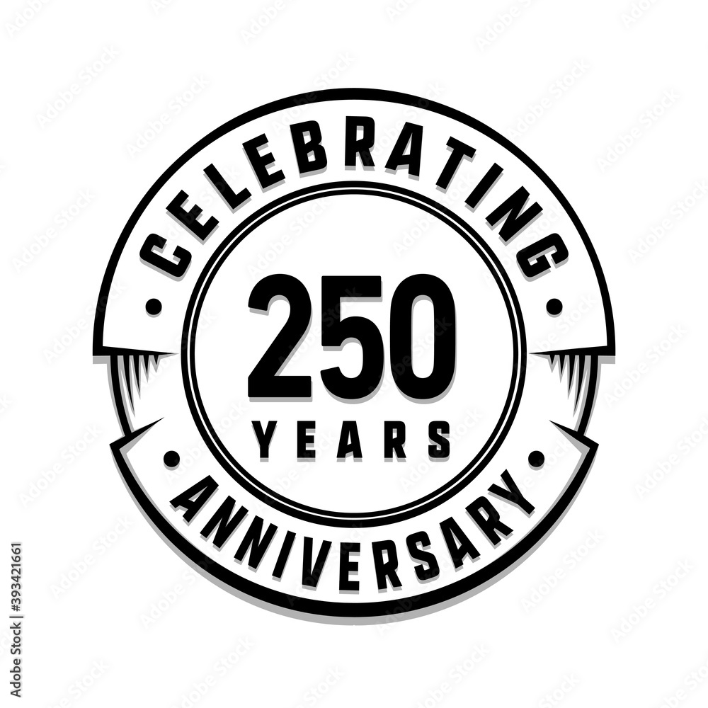 250 years anniversary logo template. Vector and illustration. 250 years anniversary logo template. Vector and illustration.