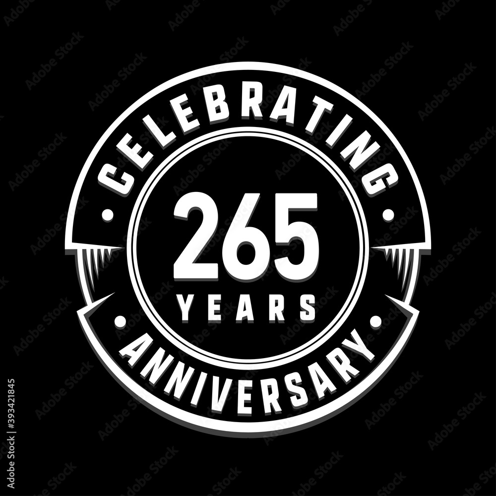 265 years anniversary logo template. Vector and illustration.