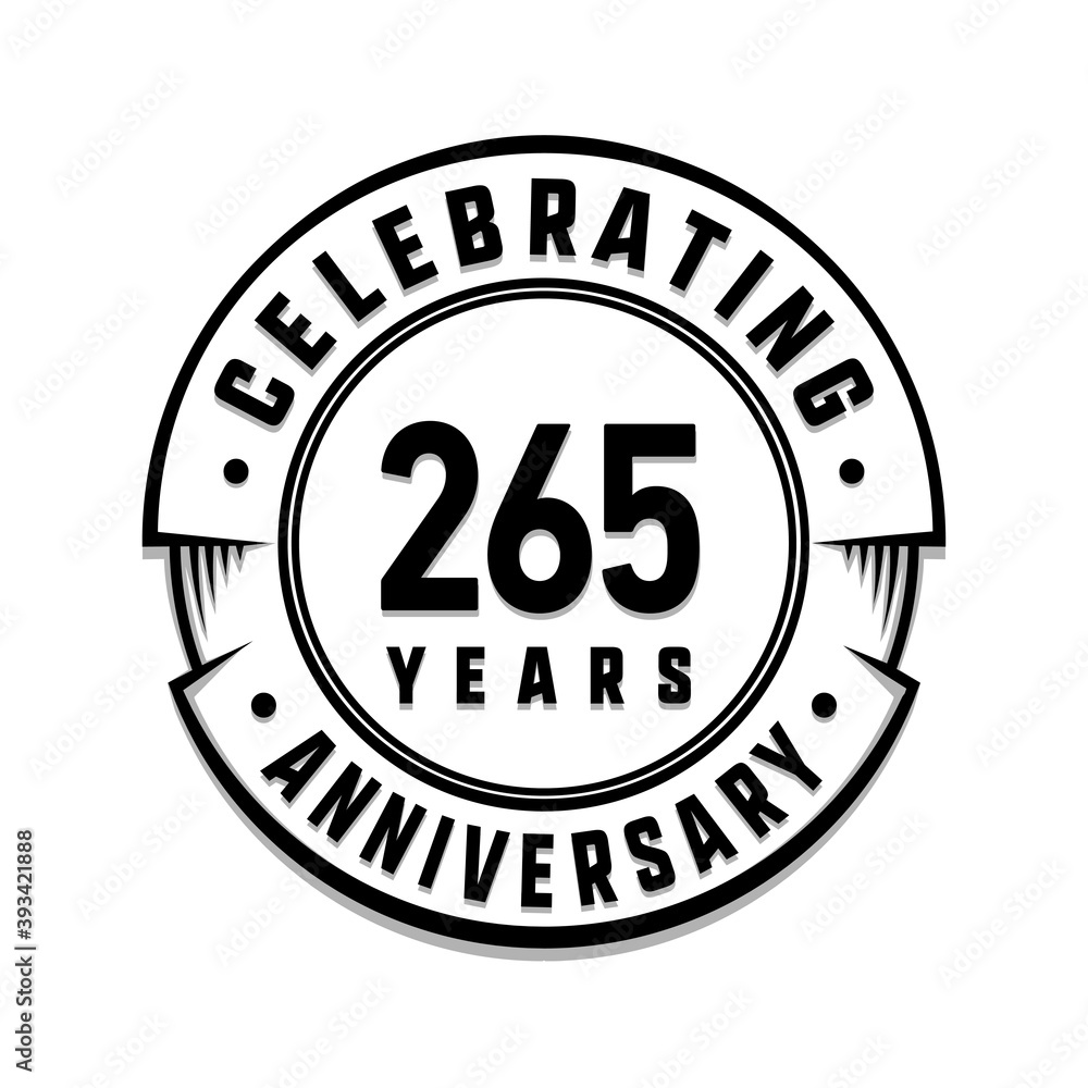 265 years anniversary logo template. Vector and illustration.