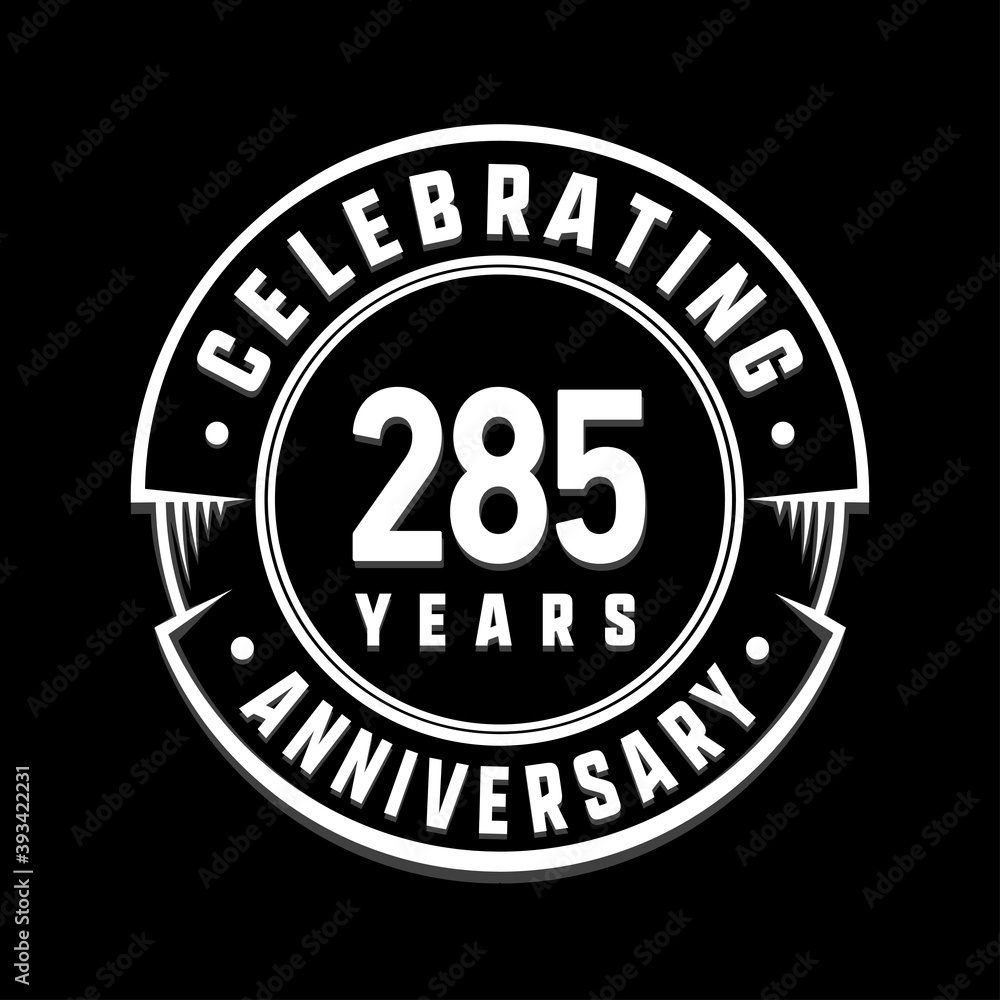 285 years anniversary logo template. Vector and illustration.