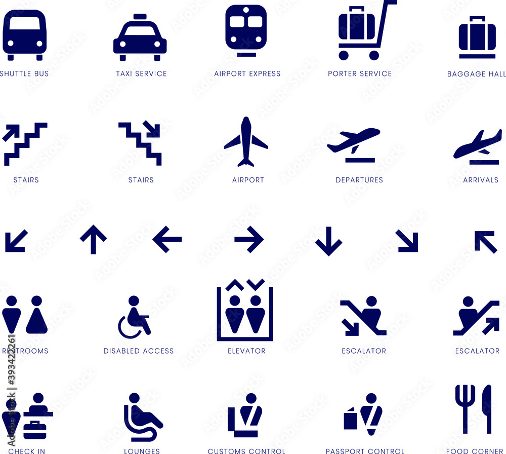 Airport service signs vector set. Cool vector flat line high quality icons set on airport services, facilities and features. Shops, customs, check-in, tourist information, departure and arrival, etc. Airport service signs vector set. Cool vector flat line high quality icons set on airport services, facilities and features. Shops, customs, check-in, tourist information, departure and arrival, etc.