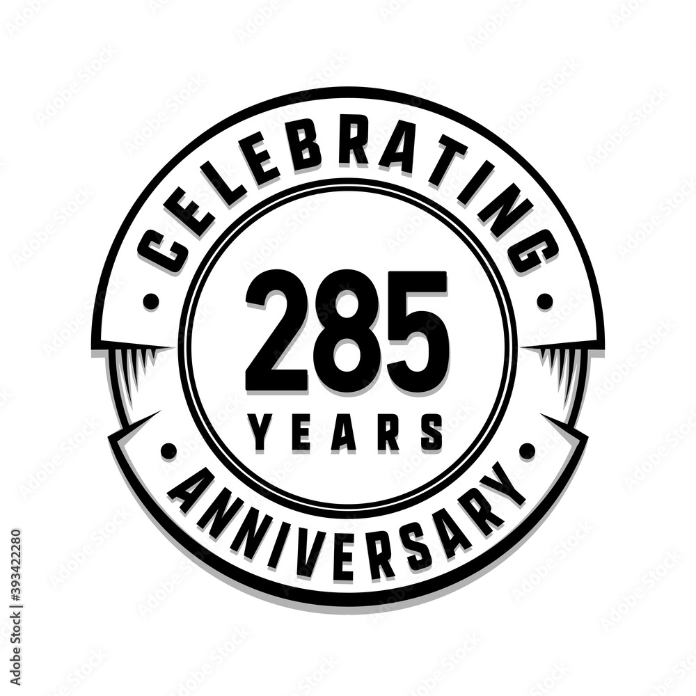 285 years anniversary logo template. Vector and illustration. 285 years anniversary logo template. Vector and illustration.