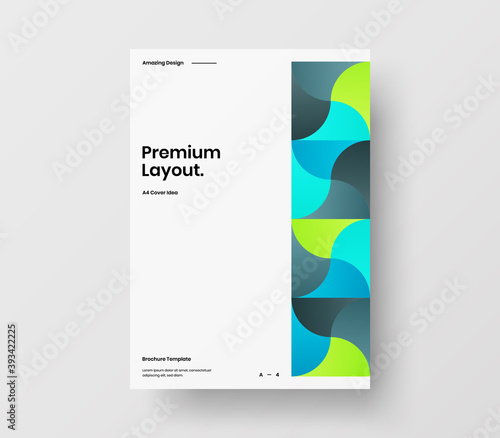 Vertical corporate identity A4 report cover. Abstract geometric vector business presentation design layout. Amazing company front page illustration brochure template.