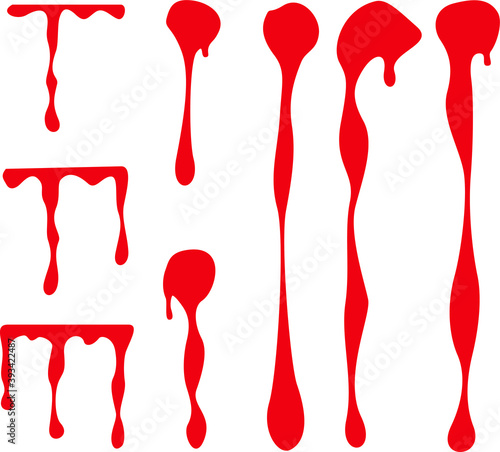 blood stains. collection various blood or paint splatters, Halloween concept, ink splatter background, isolated on white.