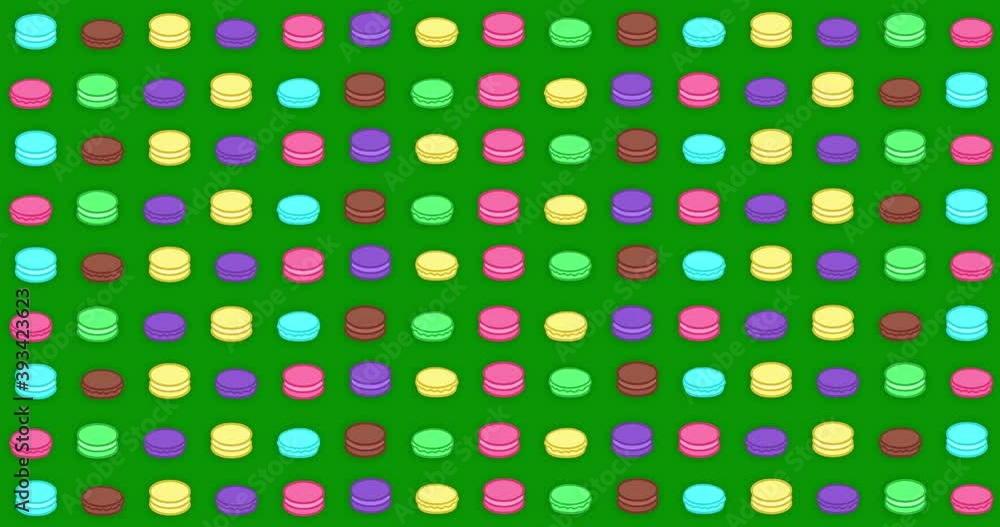 Macaroons moving strips pattern isolated on Chroma key background Macaroons moving strips pattern isolated on Chroma key background