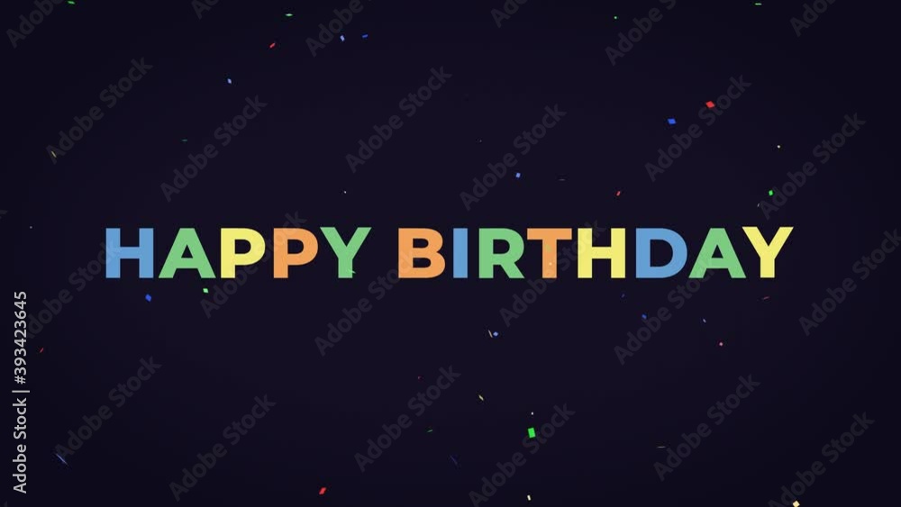 Happy birthday colorful text animation on dark background Happy birthday colorful text animation on dark background