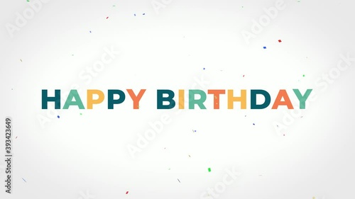 Happy birthday colorful text animation on light background