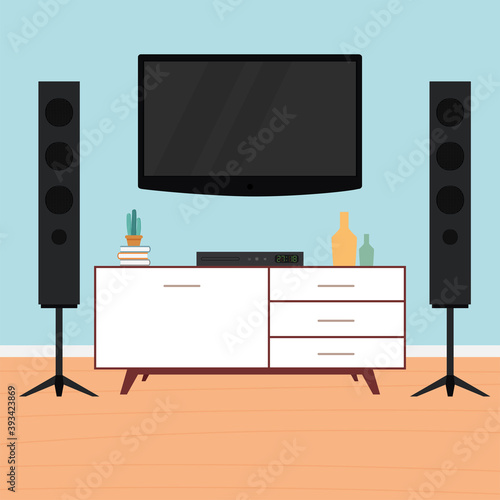 Home theater image. home entertainment - Vector illustration