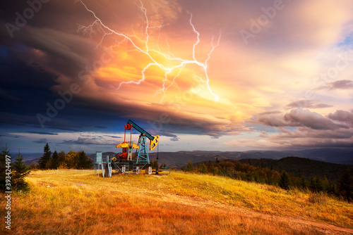 Oil and gas, Powerful thunderstorm lightning