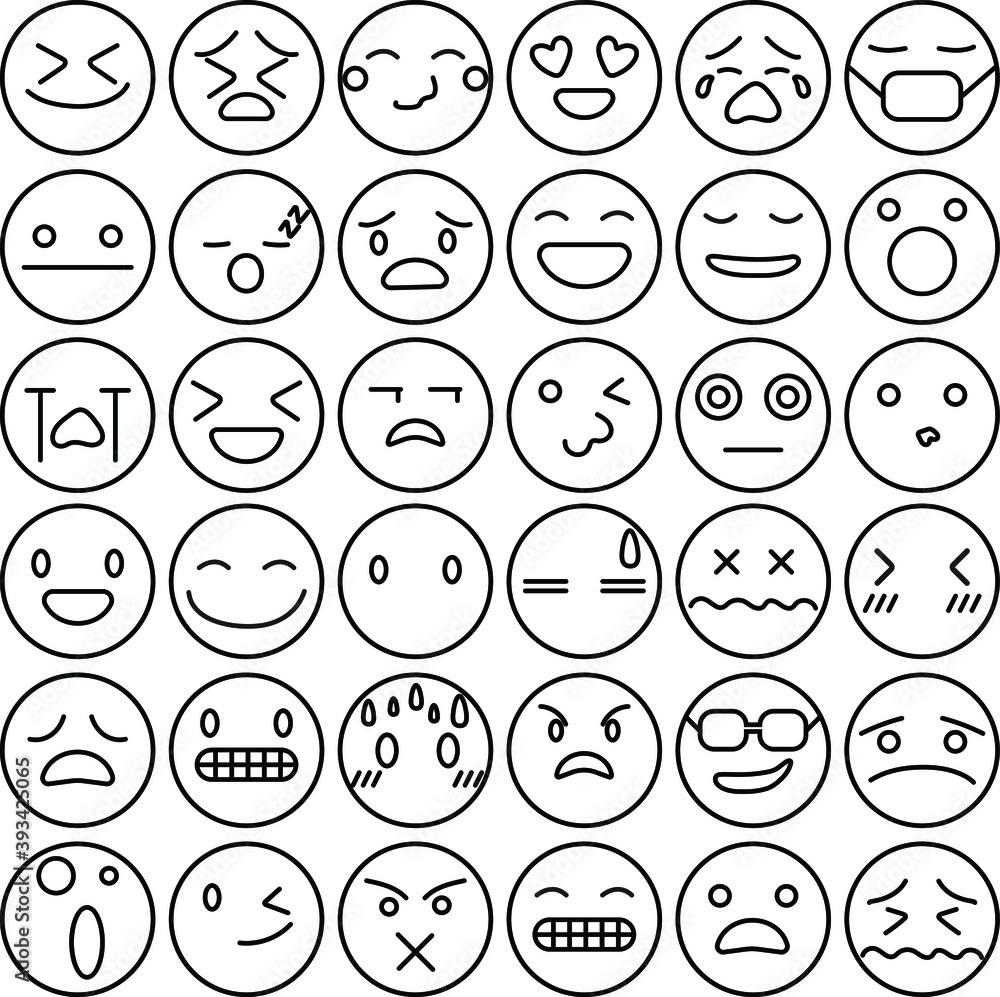Emoji emoticons set face expression feelings collection. set of faces Emoji emoticons set face expression feelings collection. set of faces