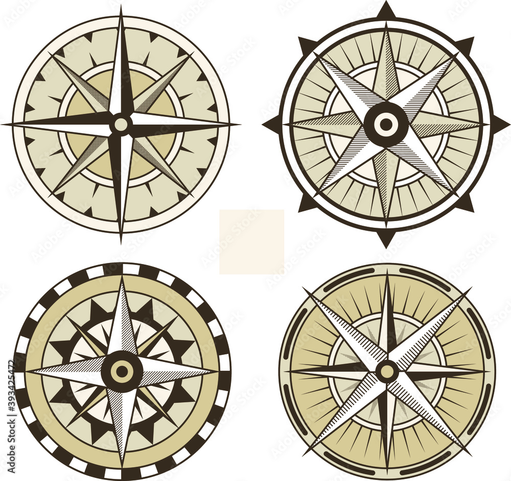 Flat compass collection. set of compass icons
