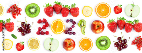 Fruits. New year 2021 made of fruits on the white background. Healthy food. Texture