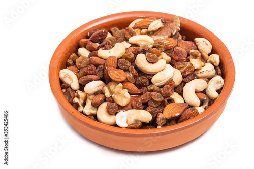 assorted nuts isolated on white background