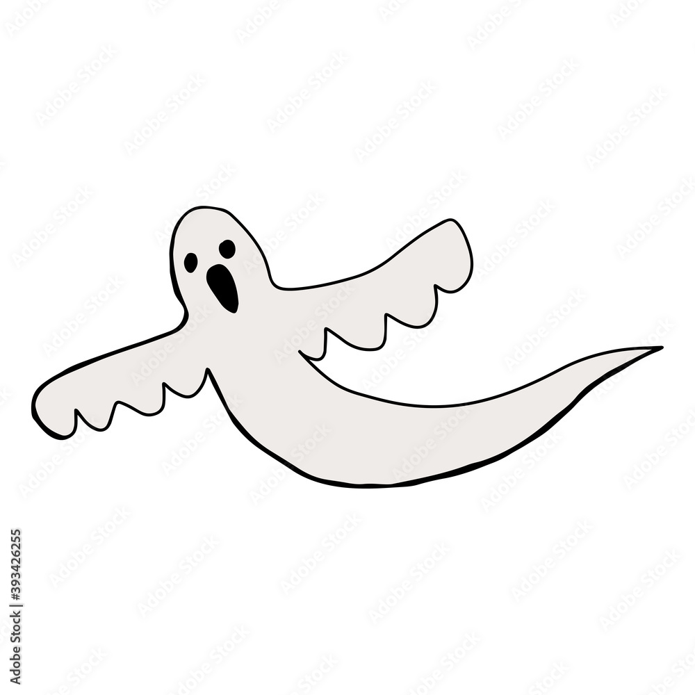 Cartoon doodle linear ghost isolated on white background. Vector illustration. Cartoon doodle linear ghost isolated on white background. Vector illustration.