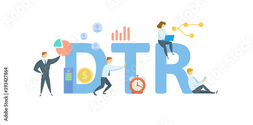 DTR, Daily Time Record. Concept with keywords, people and icons. Flat vector illustration. Isolated on white background. photo