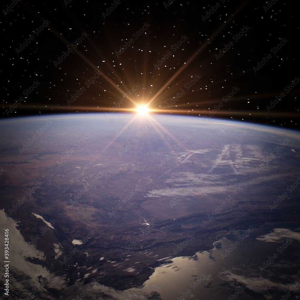 Earth sunrise. The elements of this image furnished by NASA.