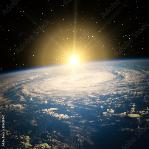 Sunrise on the planet earth. The elements of this image furnished by NASA.