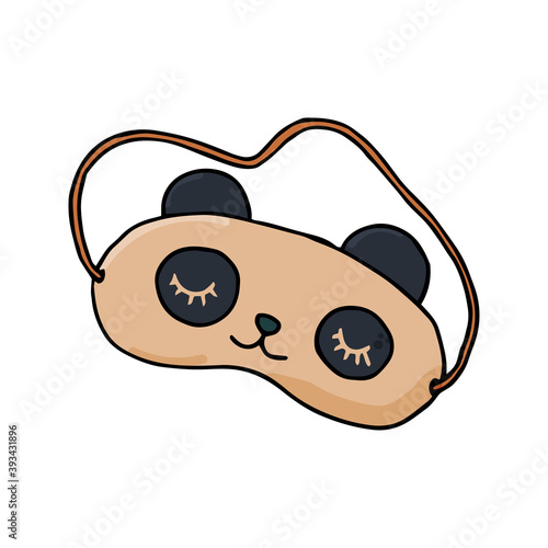 Single sleeping mask icon.  Сoncept cozy home, hygge. Hand drawn vector illustration in doodle style outline drawing isolated on white background.