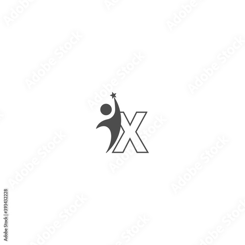 Letter X icon logo with abstrac sucsess man in front, alphabet logo icon creative design